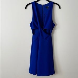 Express blue cut out side cocktail dress.